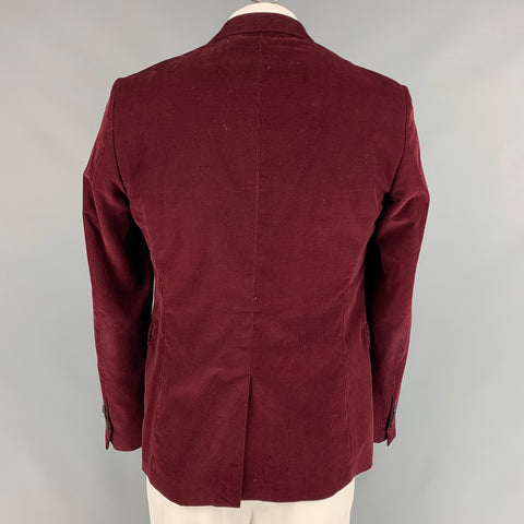 PAUL SMITH The Byard Size 42 Burgundy Corduroy Cotton Single Breasted Sport Coat