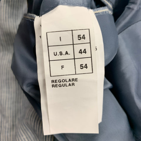 VALENTINO Talla 44 Traje de solapa de muesca de lino a rayas blancas y azules