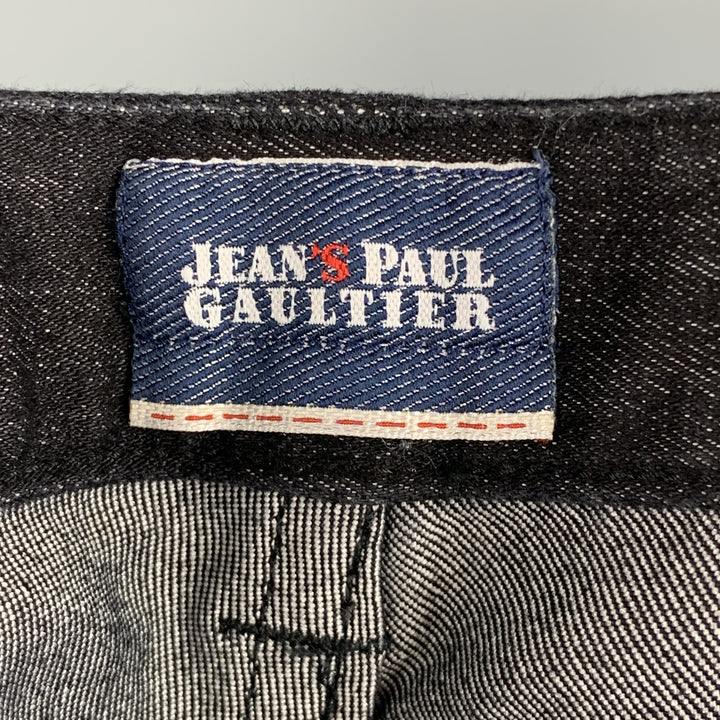 JEAN PAUL GAULTIER Size 29 Black Denim Low Rise Laced Leg Jeans