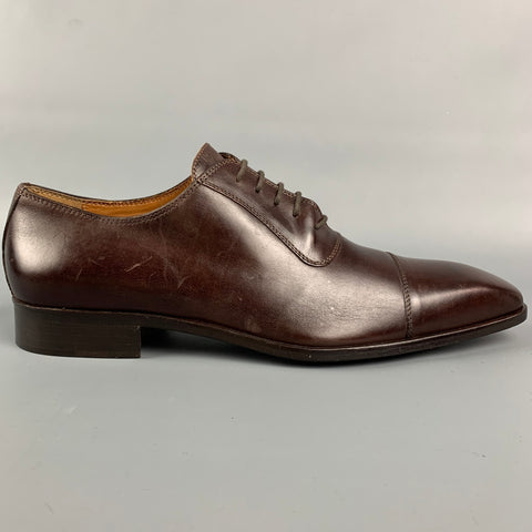SAKS FIFTH AVENUE Taille 10,5 Chaussures à lacets en cuir marron à bout droit