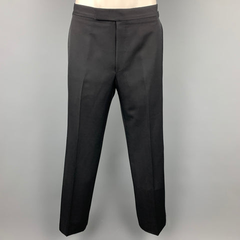 TOM FORD Size 40 Regular Black Wool / Mohair Peak Lapel Tuxedo Suit
