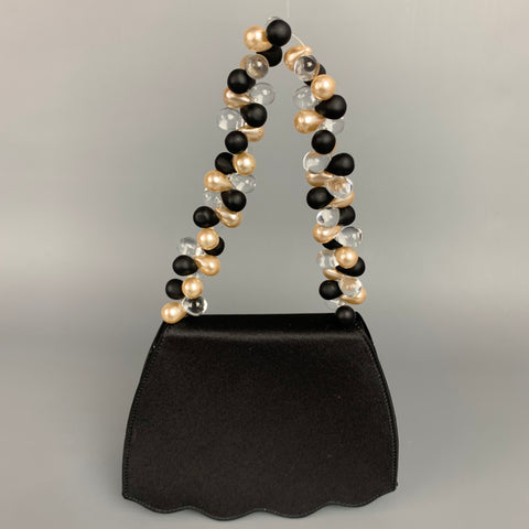 RENAUD PELLEGRINO Black Satin Beaded Evening Handbag