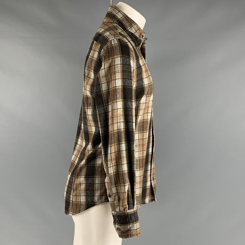 DSQUARED2 Size M Brown Beige Plaid Wool Polyester Long Sleeve Shirt