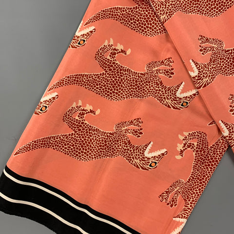 PAUL SMITH Black Brick Dinosaur Print Silk Scarf