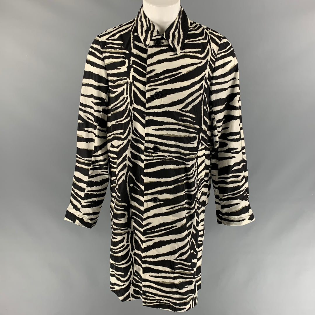 DRIES VAN NOTEN SS 20 Size 36 Black & White Zebra Polyamide Coat