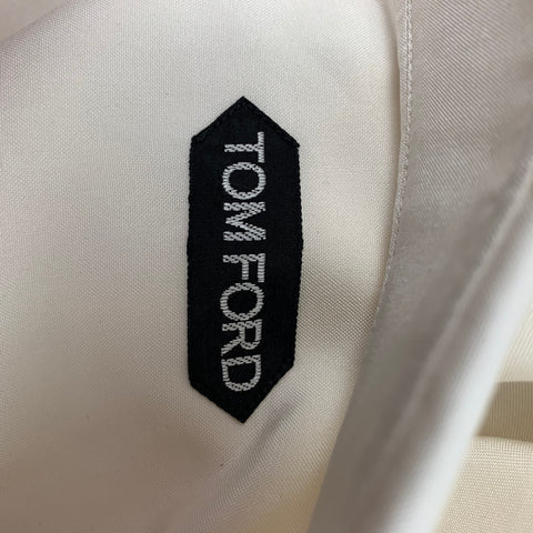 TOM FORD Size XL Cream Pleated Silk French Cuff Long Sleeve Shirt