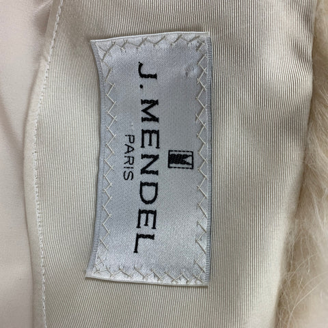 J.MENDEL Taille S Crème Soie Vison Fourrure De Renard Et De Chèvre Gilet Ceinturé