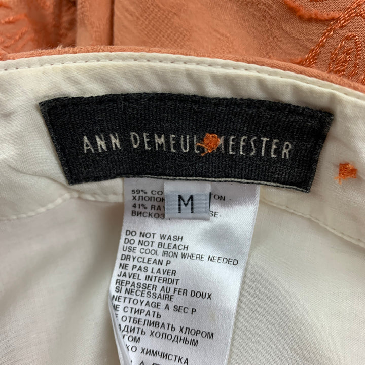 ANN DEMEULEMEESTER Size 33 Orange Embroidery Cotton Blend Casual Pants