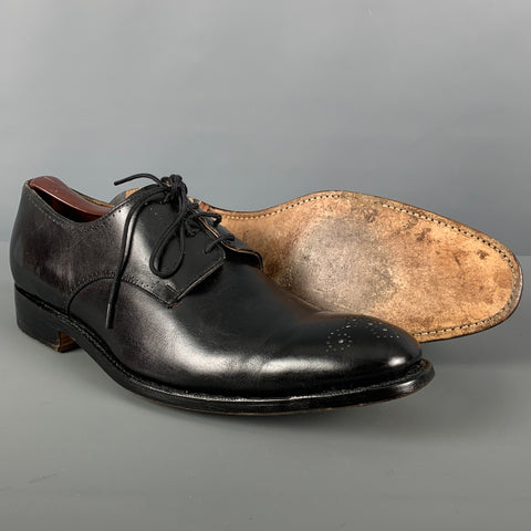 GRENSON Talla 9 Zapatos con cordones de cuero perforado negro