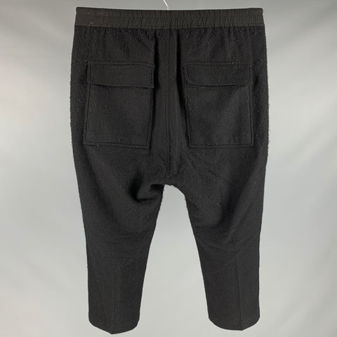 RICK OWENS FW19 Taille 36 Pantalon décontracté à entrejambe tombant en laine noire