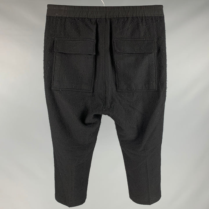 RICK OWENS FW19 Size 36 Black Wool Drop-Crotch Casual Pants