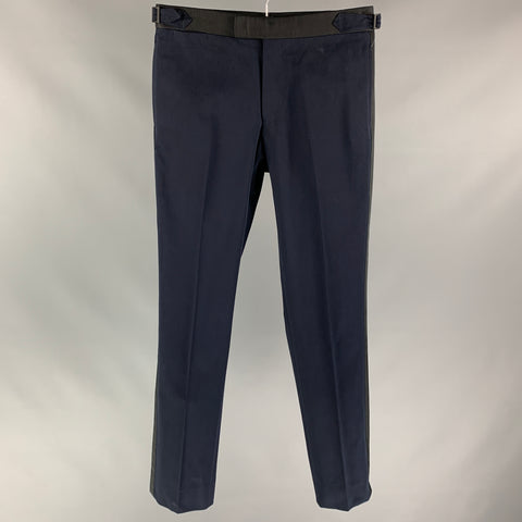 TODD SNYDER Size 30 Navy Cotton Tuxedo Dress Pants