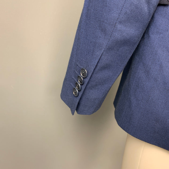 ETRO Size 38 Blue & Black Nailhead Cotton Sport Coat