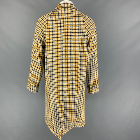 MARNI Size 38 Yellow Black White Plaid Wool Blend Buttoned Coat