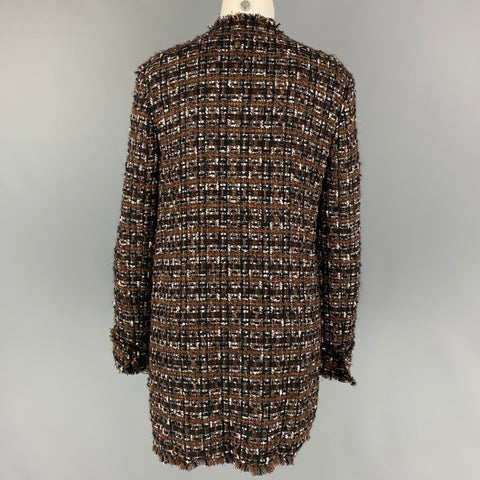 DOLCE & GABBANA Size 6 Brown Acrylic Blend Tweed Collarless Coat
