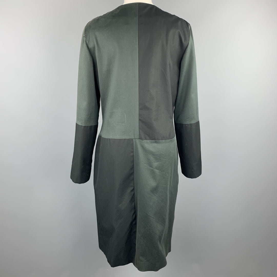 VERSUS by GIANNI VERSACE Size 10 Black & Green Cotton Color Block Coat