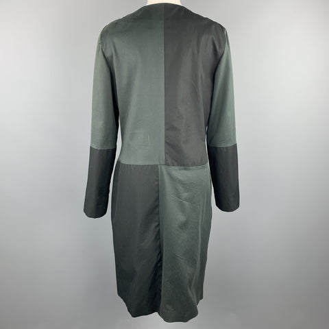 VERSUS by GIANNI VERSACE Size 10 Black & Green Cotton Color Block Coat