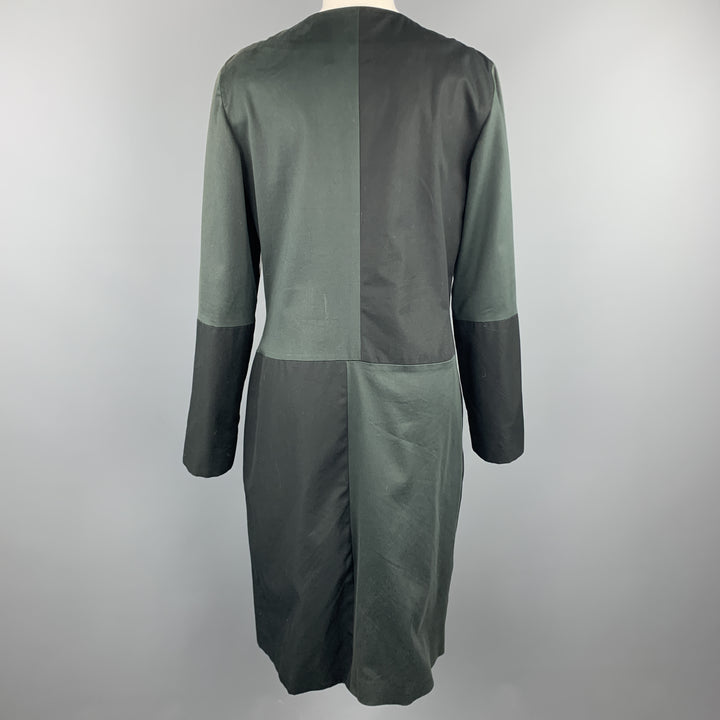 VERSUS by GIANNI VERSACE Size 10 Black & Green Cotton Color Block Coat
