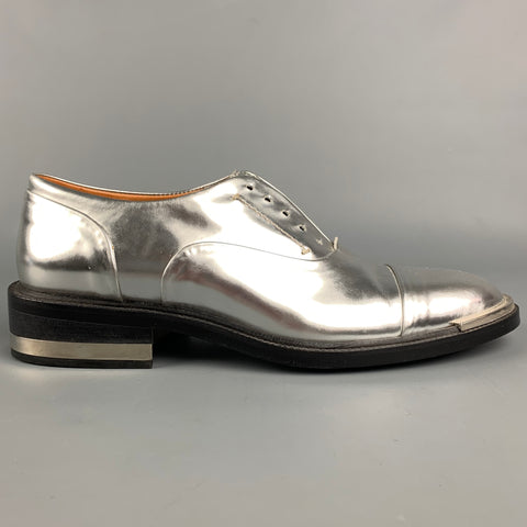 BARBARA BUI Size 7 Silver Leather Metallic Patent Leather Shoes
