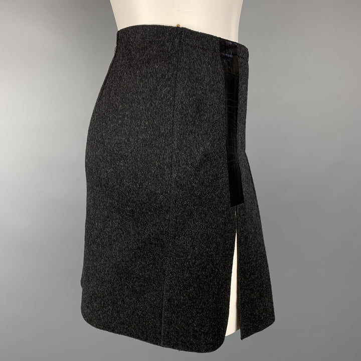 PRADA Size 2 Charcoal Virgin Wool Pleated Mini Skirt