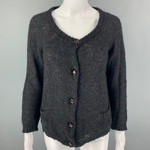 BA&SH Size L Charcoal Acrylic Knitted Blend Cardigan