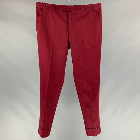 GUCCI Talla 34 Pantalones casuales con puños burdeos