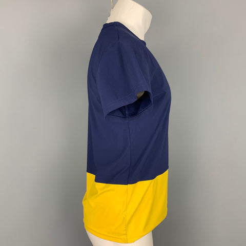 JOHN BARTLETT Size XL Blue & Yellow Color Block Polyamide T-shirt