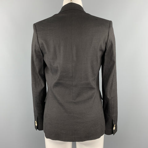 JOSEPH Size M Black Linen Blend Single Button Blazer