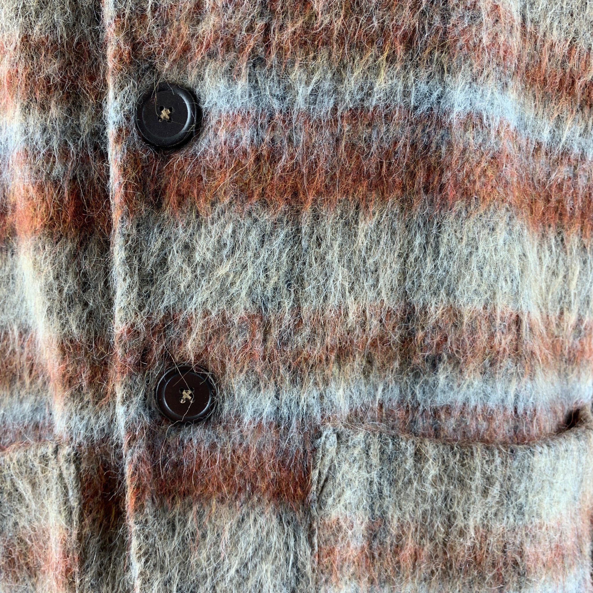 OUR LEGACY Size 48 Brown Taupe Plaid Wool Blend Oversized Cardigan