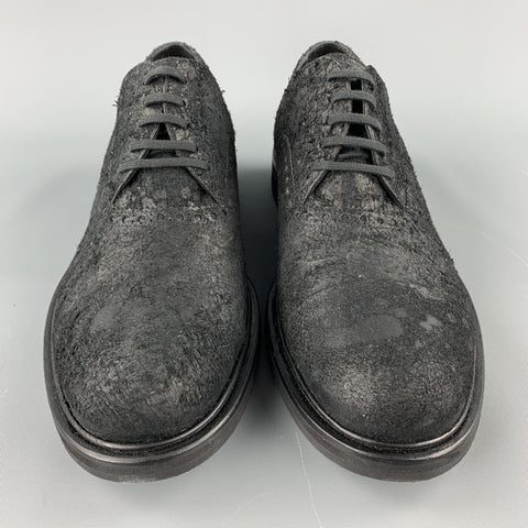 NEIL BARRETT Size 10 Black Textured Suede Cap Toe Lace Up