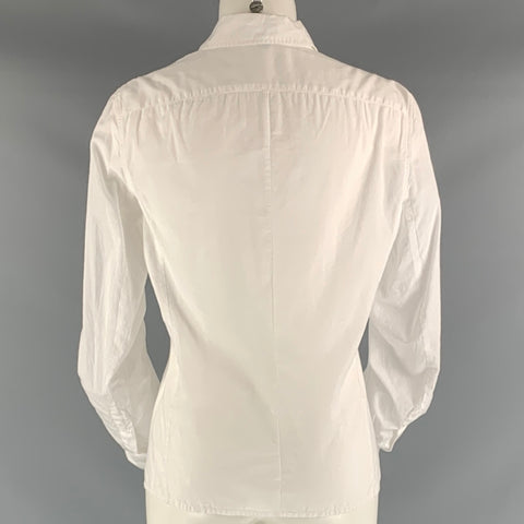 ANN DEMEULEMEESTER Size 4 White Cotton Solid Blouse