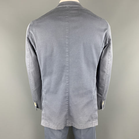 BOGLIOLI Size 44 Blue Cotton Notch Lapel Casual Suit