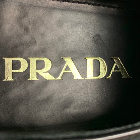 PRADA Size 10.5 Burgundy Perforated Leather Platform Lace Up Shoes