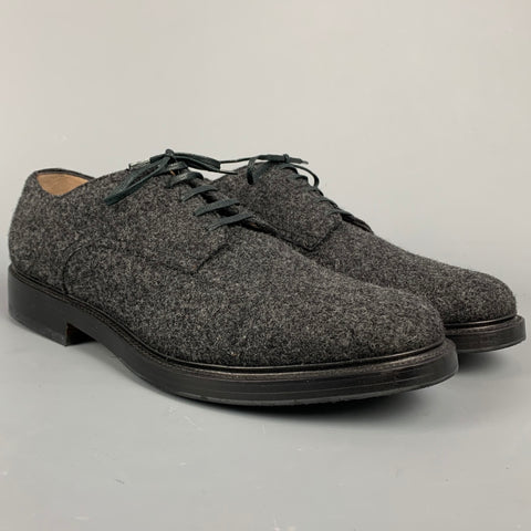 GIORGIO ARMANI Taille 10,5 Chaussures à lacets en laine texturée charbon de bois