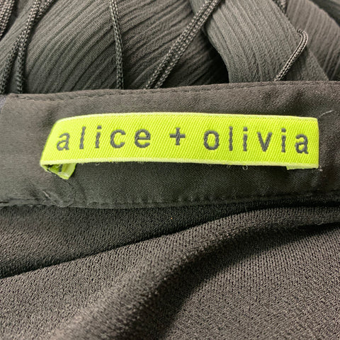 ALICE + OLIVIA Size 8 Black Polyester Fringe Maxi Skirt