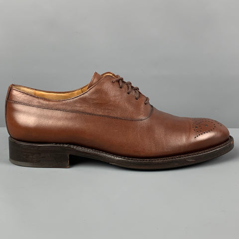 JACK ERWIN Size 9 Brown Perforated Leather Lace Up Shoes