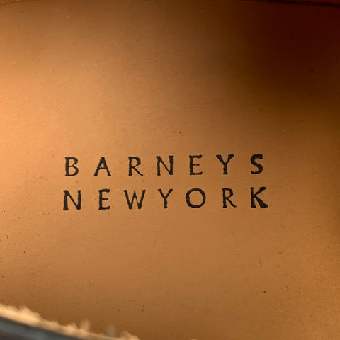 BARNEYS NEW YORK Size 12 Black Leather Cap Toe Lace Up Shoes