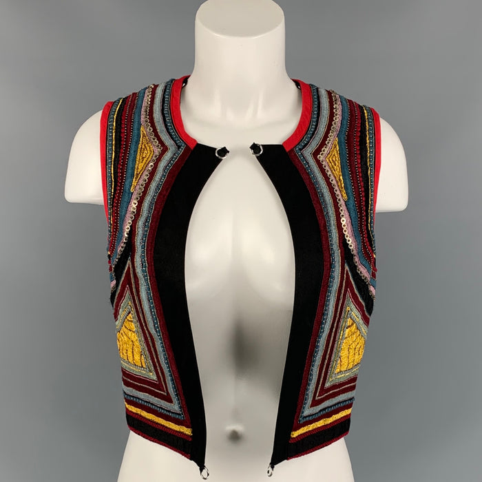 DRIES VAN NOTEN Size S Multi-Color Cotton Embroidered Cropped Vest