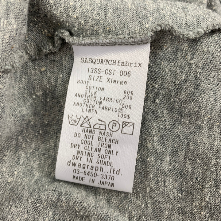 SASQUATCHfabrix Size XL Grey Cotton Silk Crew-Neck T-shirt