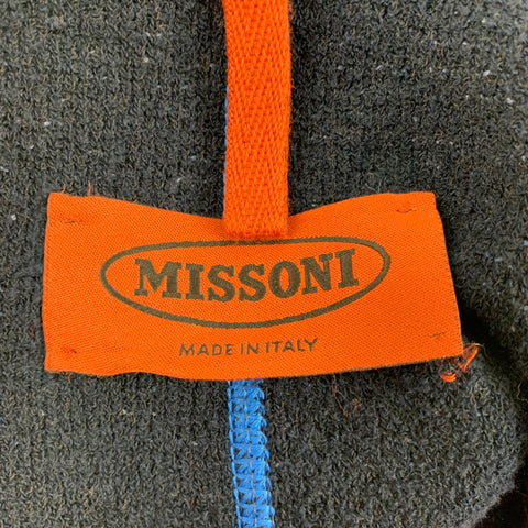 MISSONI Size 38 Black & Blue Single Breasted Textured Sport Coat