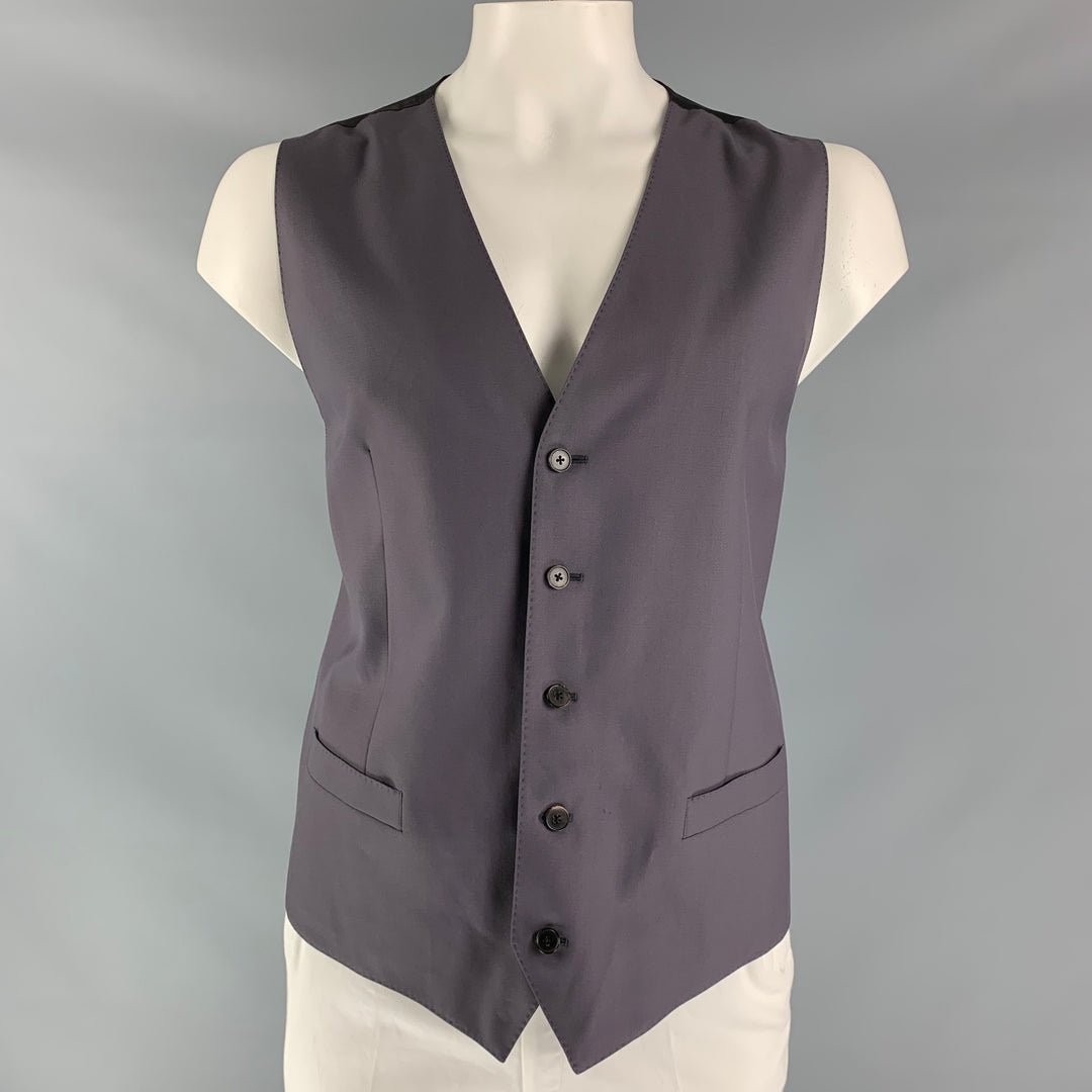 DOLCE & GABBANA Size 46 Solid Wool Buttoned Mauve Vest