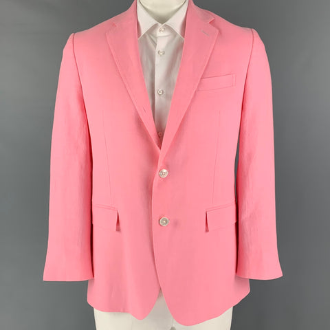 RALPH LAUREN Talla 44 Abrigo deportivo regular con solapa de muesca de lino rosa