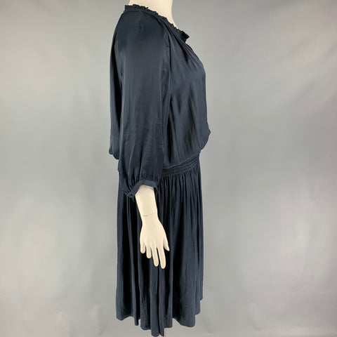 GERARD DAREL Size 14 Navy Polyester Elastic Waistband Dress