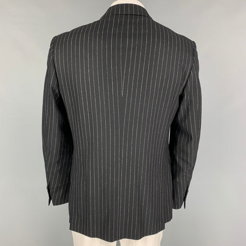 JOHN VARVATOS Size 44 Black White Pinstripe Wool Cashmere Sport Coat