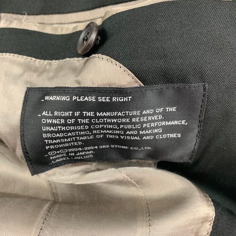 JULIUS_7 Size 38 Black Silk Notch Lapel Sport Coat