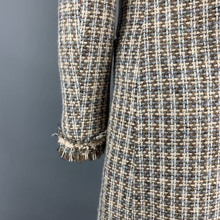 MOSCHINO Size 6 Cream / Brown Textured Woven Wool Skirt Set
