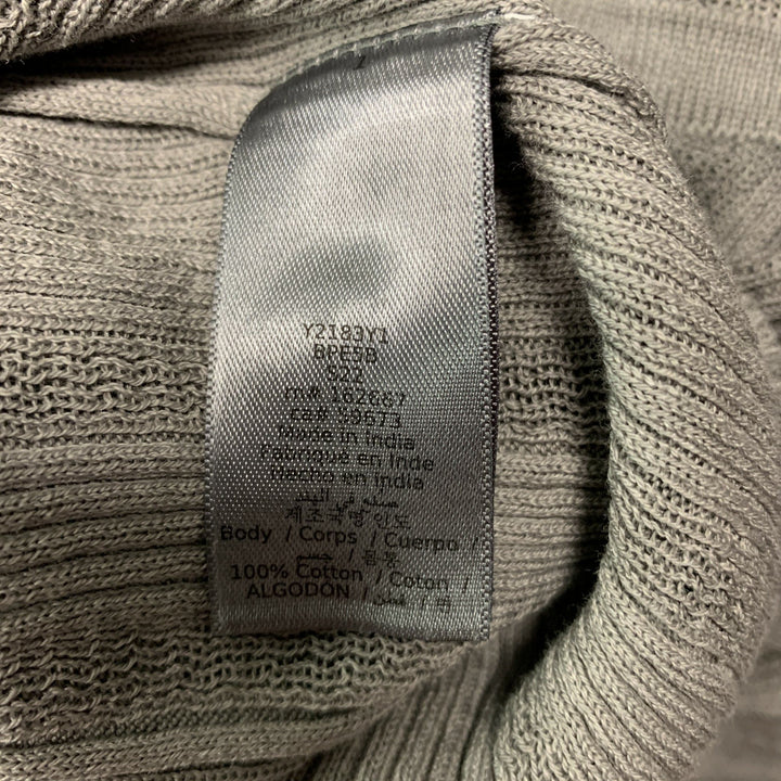 JOHN VARVATOS Taille L Pull Henley en coton côtelé gris