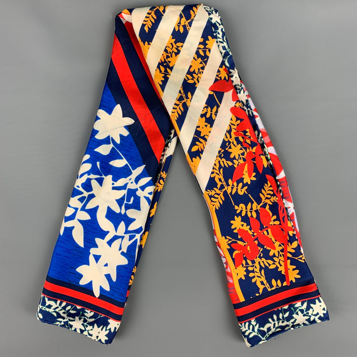 CAROLINA HERRERA Multi-Color Abstract Floral Twill Scarf