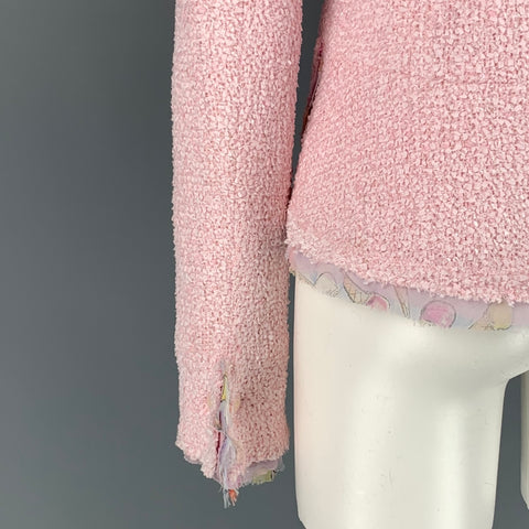 CHANEL 2004 Talla 6 Chaqueta curva de poliamida bouclé rosa