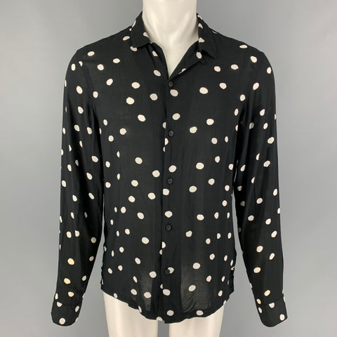 ALLSAINTS Size M Black White Polka Dot Viscose Button Up Long Sleeve Shirt
